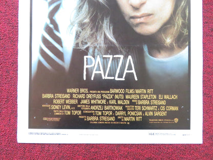 NUTS ITALIAN LOCANDINA POSTER BARBRA STREISAND RICHARD DREYFUSS 1987 Rendezvous Cinema Movie posters