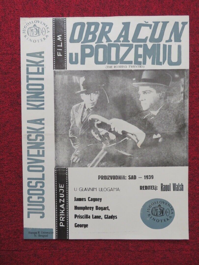 OBRACUN U PODZEMLIU / The Roaring Twenties YUGOSLAVIAN (16.5"x 22") POSTER 1939 Movie posters