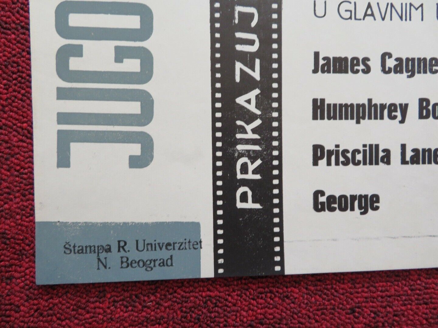 OBRACUN U PODZEMLIU / The Roaring Twenties YUGOSLAVIAN (16.5"x 22") POSTER 1939 Movie posters