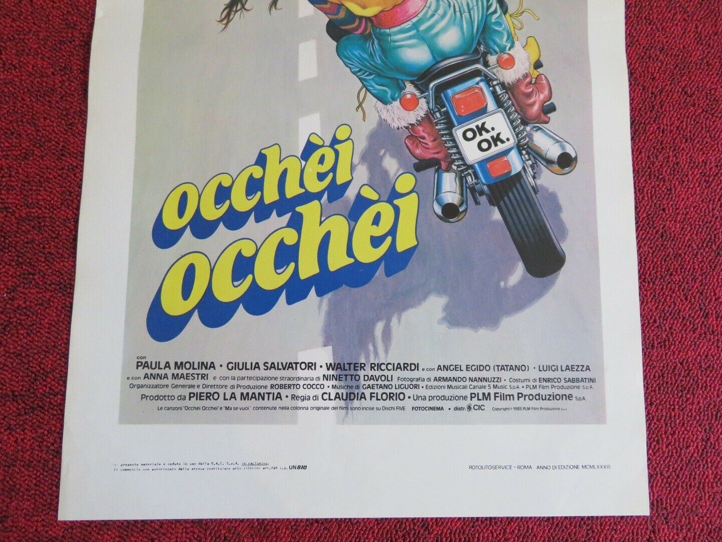 OCCHEI OCCHEI ITALIAN LOCANDINA (25.5"x13") POSTER PAULA MOLINA 1983 Movie posters