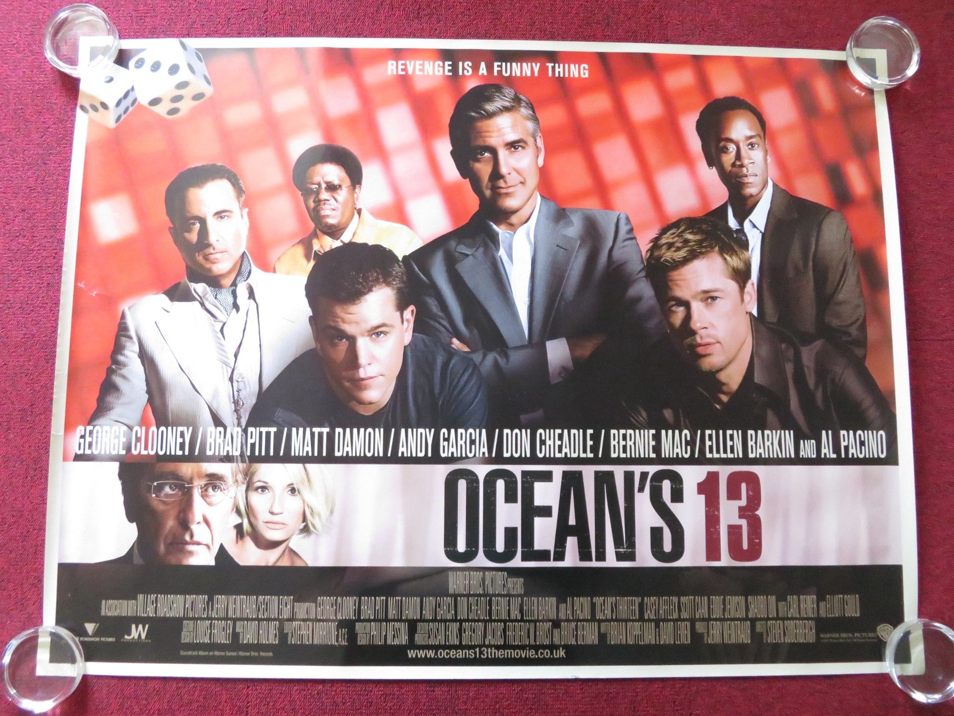 OCEAN'S THIRTEEN UK QUAD (30"x 40") ROLLED POSTER GEORGE CLOONEY BRAD PITT 2007 Rendezvous Cinema Movie posters