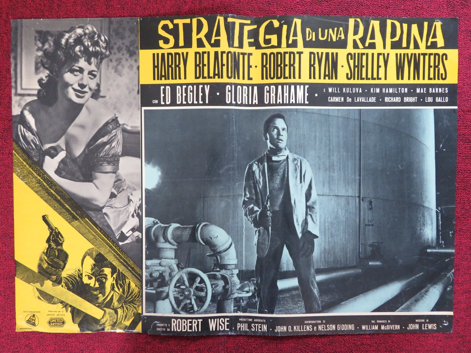 ODDS AGAINST TOMORROW ITALIAN FOTOBUSTA POSTER HARRY BELAFONTE ROBERT RYAN 1959 Rendezvous Cinema Movie posters