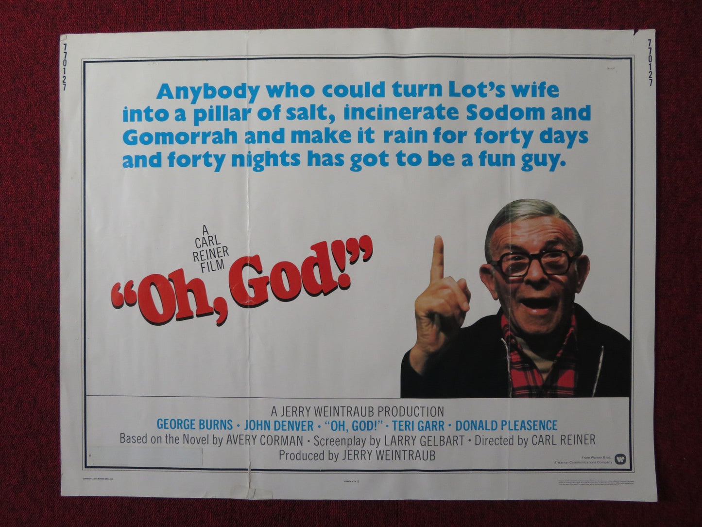 OH GOD! US HALF SHEET (22"x 28") POSTER GEORGE BURNS JOHN DENVER 1977 Rendezvous Cinema Movie posters
