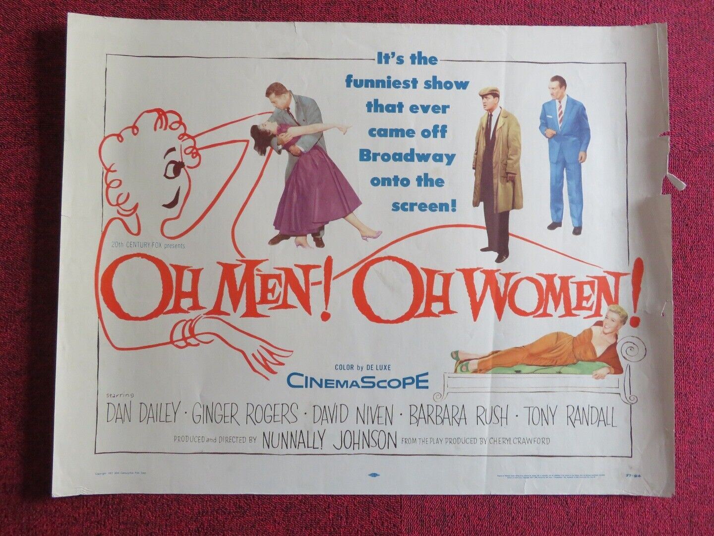 OH MEN! OH WOMEN! US HALF SHEET (22"x 28") POSTER DAN DAILEY DIANA LYNN 1957 Movie posters