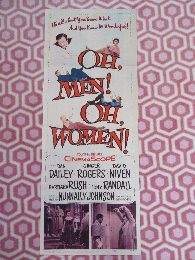 OH, MEN! OH WOMEN! US INSERT (14"x 36") POSTER DAN DAILEY GINGER ROGERS 1957 Movie posters