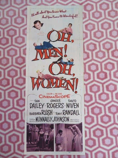 OH, MEN! OH WOMEN! US INSERT (14"x 36") POSTER DAN DAILEY GINGER ROGERS 1957 Movie posters