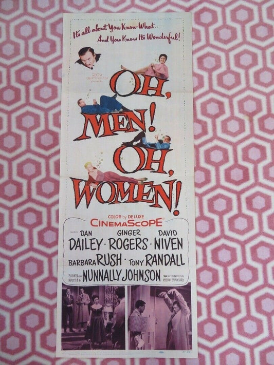 OH, MEN! OH WOMEN! US INSERT (14"x 36") POSTER DAN DAILEY GINGER ROGERS 1957 Movie posters