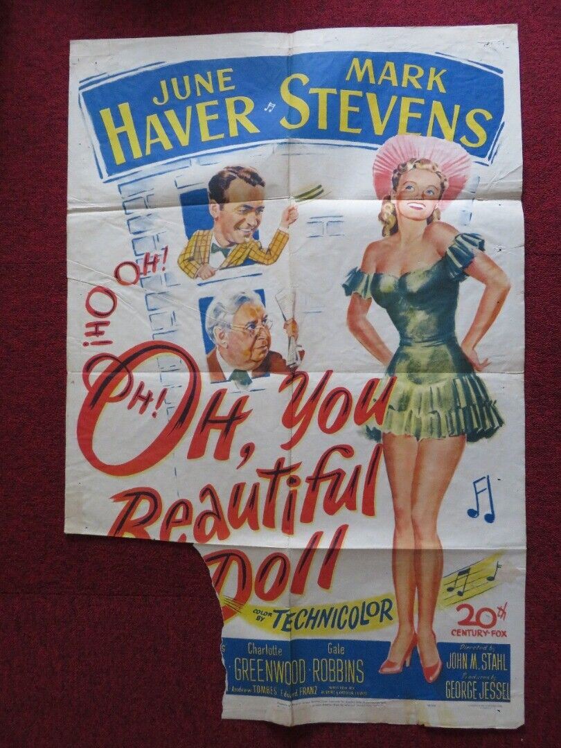 OH YOU BEAUTIFUL DOLL FOLDED US ONE SHEET POSTER MARK STEVENS JUNE HAVER 1949 Movie posters