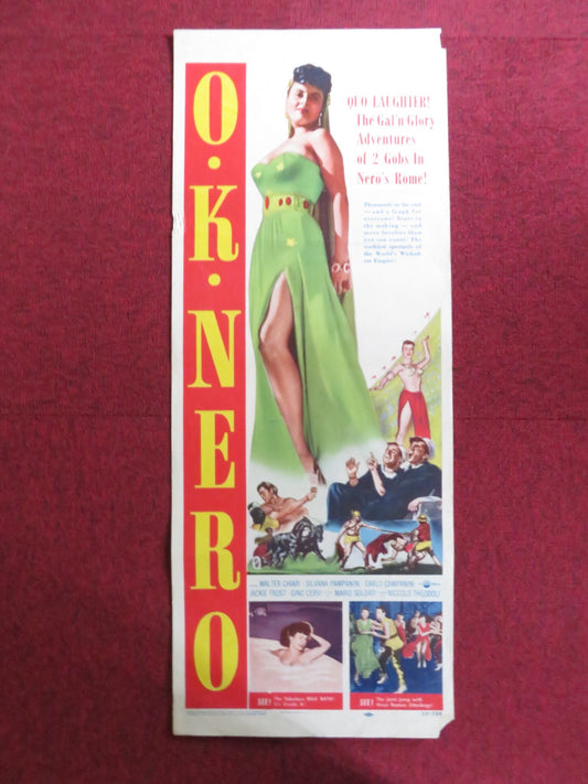 O.K. NERO US INSERT (14"x 36") POSTER WALTER CHIARI SILVANA PAMPANINI 1953 Rendezvous Cinema Movie posters
