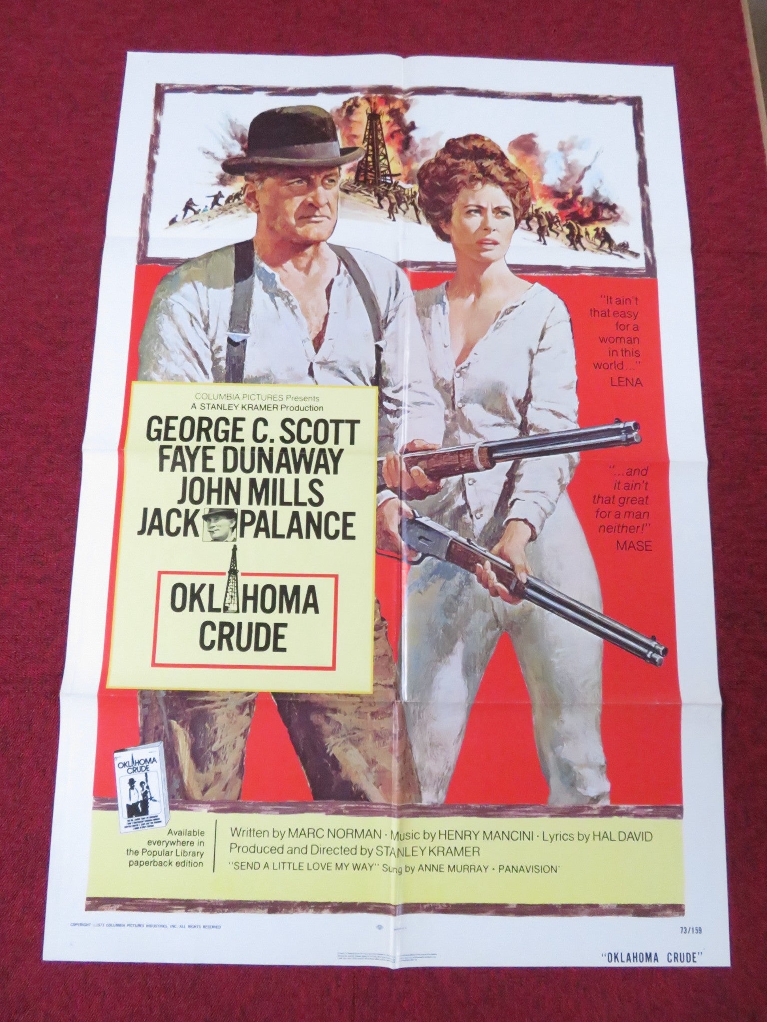OKLAHOMA CRUDE FOLDED US ONE SHEET POSTER GEORGE C. SCOTT FAYE DUNAWAY 1973 Rendezvous Cinema Movie posters