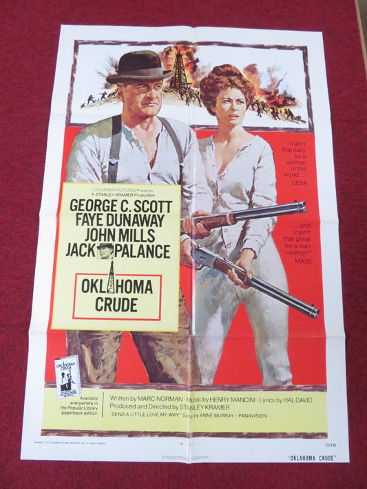 OKLAHOMA CRUDE FOLDED US ONE SHEET POSTER GEORGE C. SCOTT FAYE DUNAWAY 1973 Rendezvous Cinema Movie posters