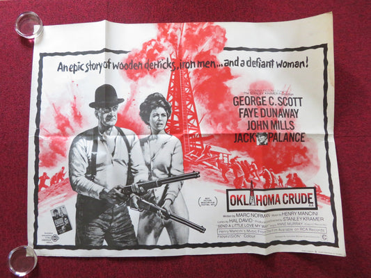 OKLAHOMA CRUDE UK QUAD POSTER FOLDED GEORGE C. SCOTT FAYE DUNAWAY 1973 Rendezvous Cinema Movie posters