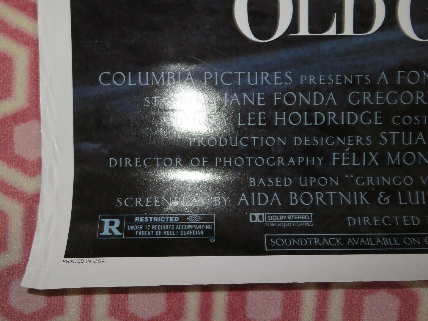 OLD GRINGO ONE SHEET ROLLED POSTER JANE FONDA GREGORY PECK 1989 Rendezvous Cinema Movie posters