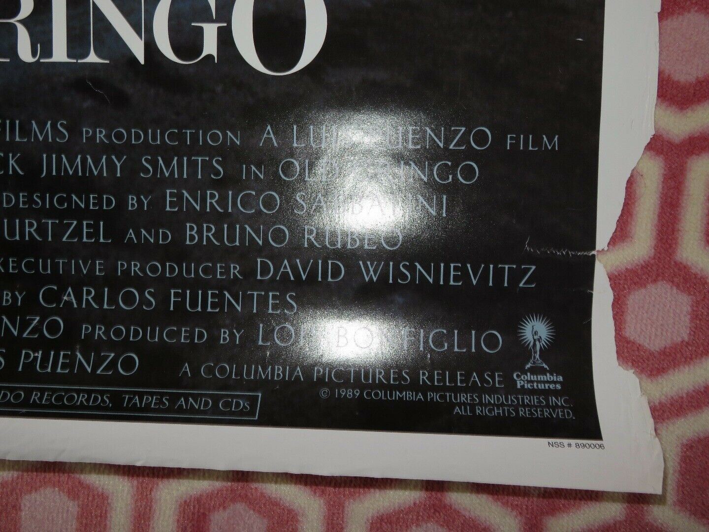 OLD GRINGO ONE SHEET ROLLED POSTER JANE FONDA GREGORY PECK 1989 Rendezvous Cinema Movie posters