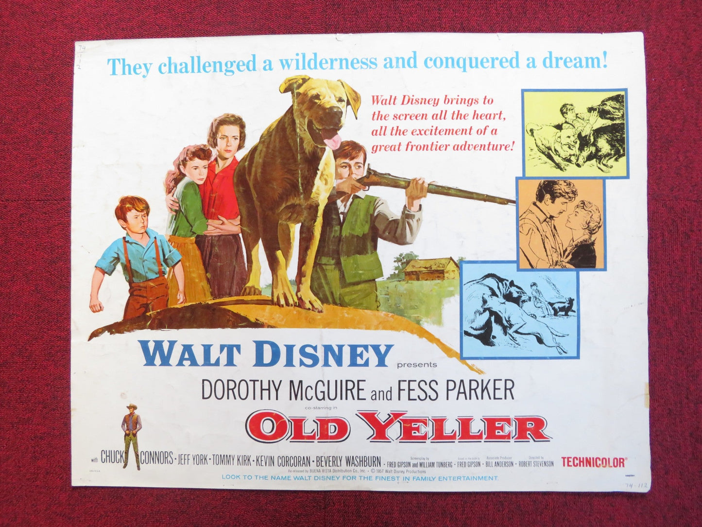 OLD YELLER US HALF SHEET (22"x 28") POSTER DISNEY DOROTHY MCGUIRE R1965 Rendezvous Cinema Movie posters