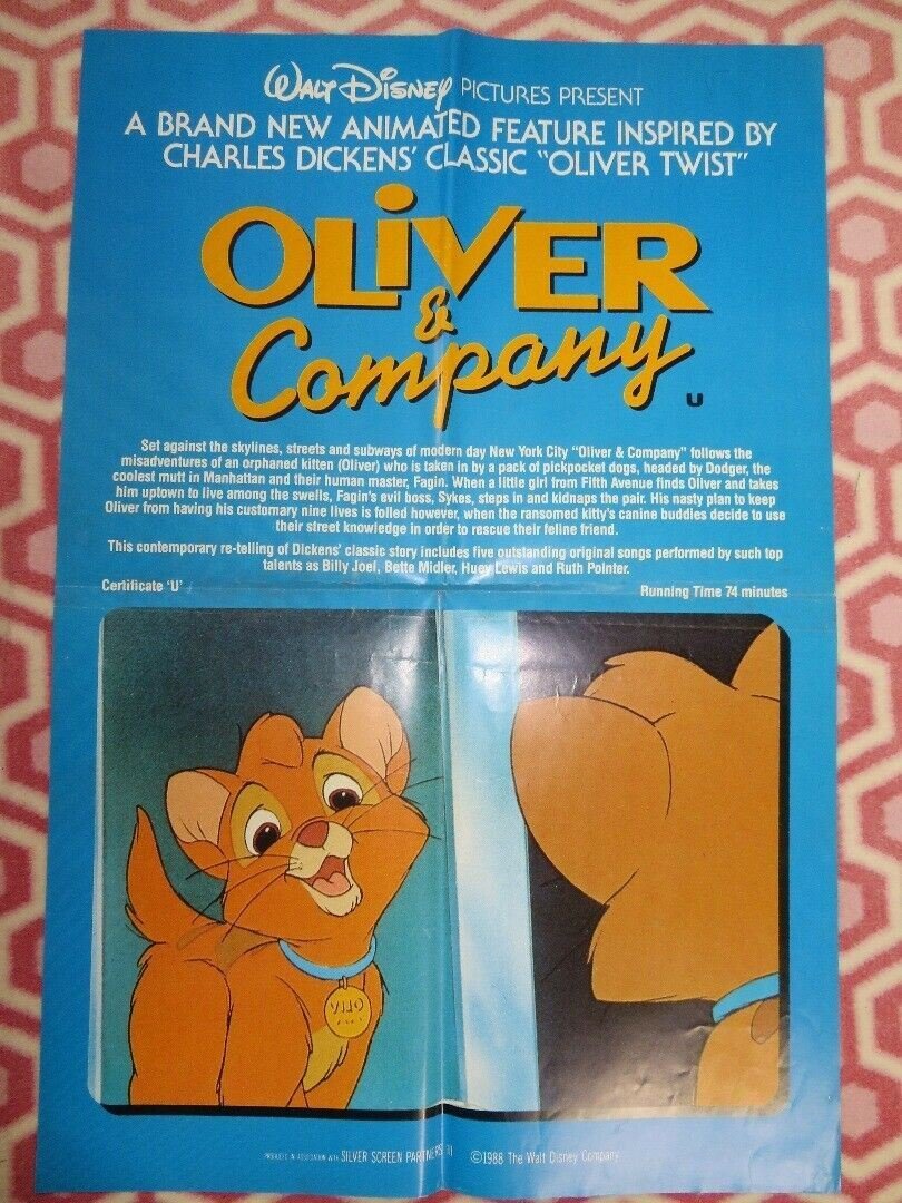 OLIVER & COMPANY UK DOUBLE CROWN POSTER DISNEY BILLY JOEL 1988 - Rendezvous Cinema