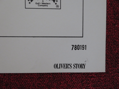 OLIVER'S STORY FOLDED US ONE SHEET POSTER RYAN O'NEAL CANDICE BERGEN 1978 Rendezvous Cinema Movie posters
