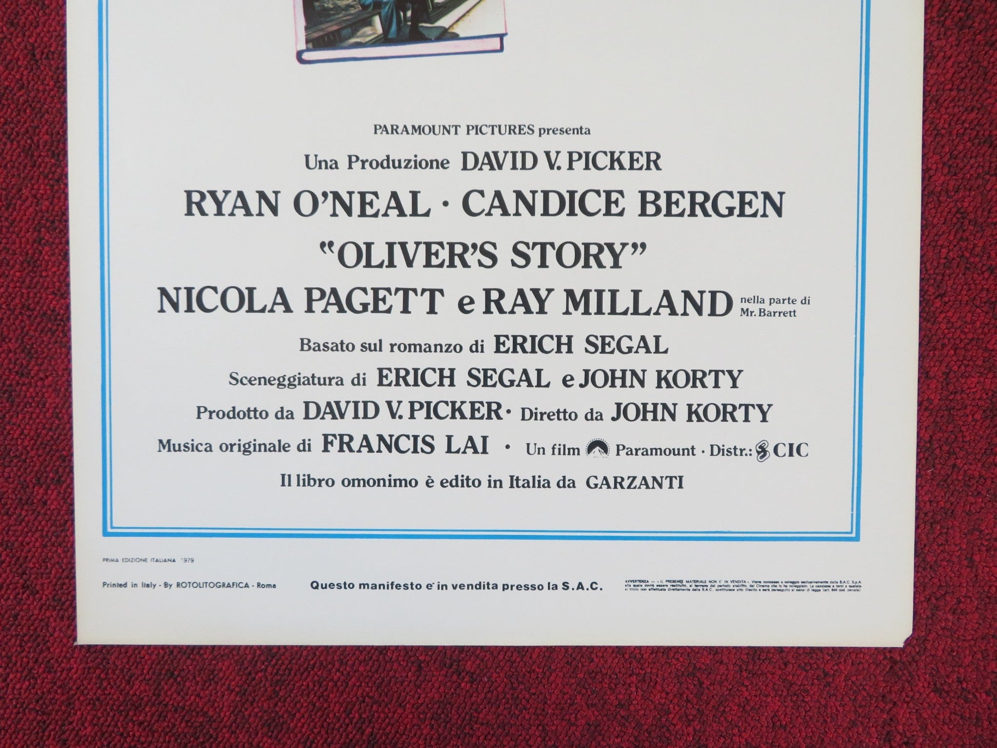 OLIVER'S STORY ITALIAN LOCANDINA POSTER RYAN O'NEAL CANDICE BERGEN 1979 Rendezvous Cinema Movie posters