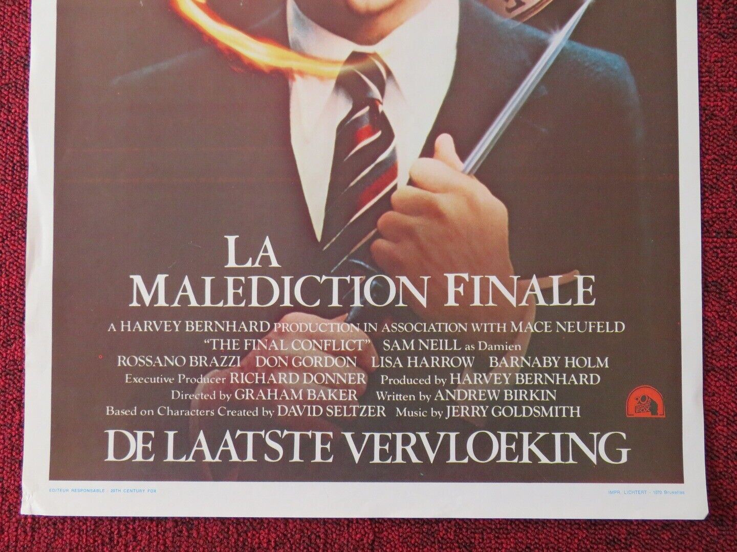 OMEN 3 THE FINAL CONFLICT BELGIUM (21"x14") POSTER SAM NEILL ROSSANO BRAZZI '81 Movie posters