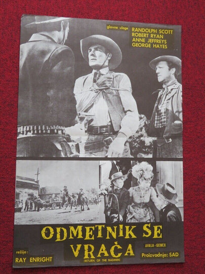 OMETNIK SE VRACA/ RETURN OF THE BADMEN YUGOSLAVIAN (19"x 27.5") POSTER Movie posters