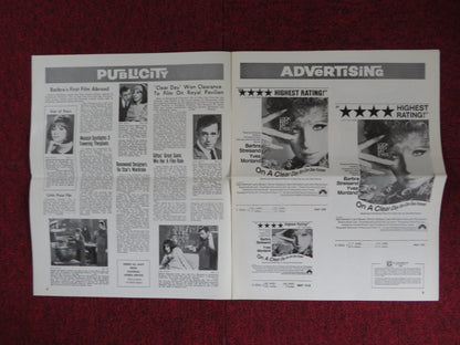 ON A CLEAR DAY YOU CAN SEE FOREVER UNCUT PARAMOUNT FOLDED PRESS BOOK STREISAND Rendezvous Cinema Movie posters