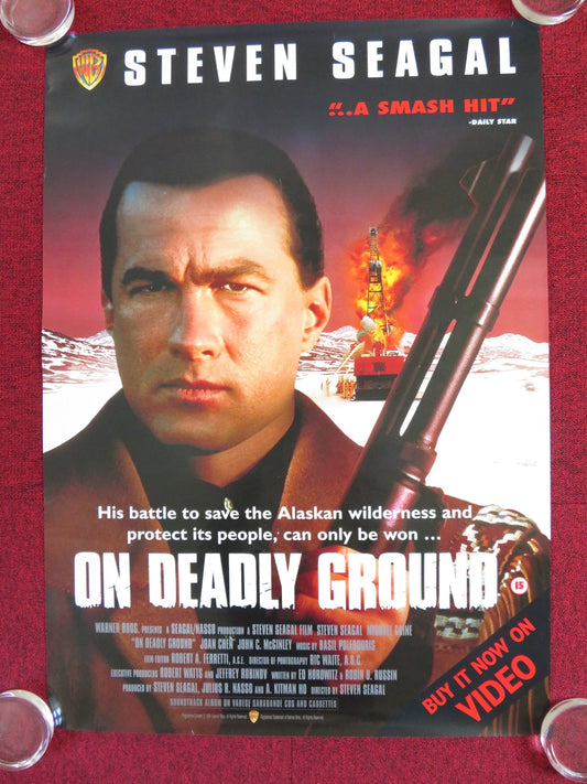 ON DEADLY GROUND VHS VIDEO POSTER ROLLED STEVEN SEAGAL MICHAEL CAINE 1994 Rendezvous Cinema Movie posters