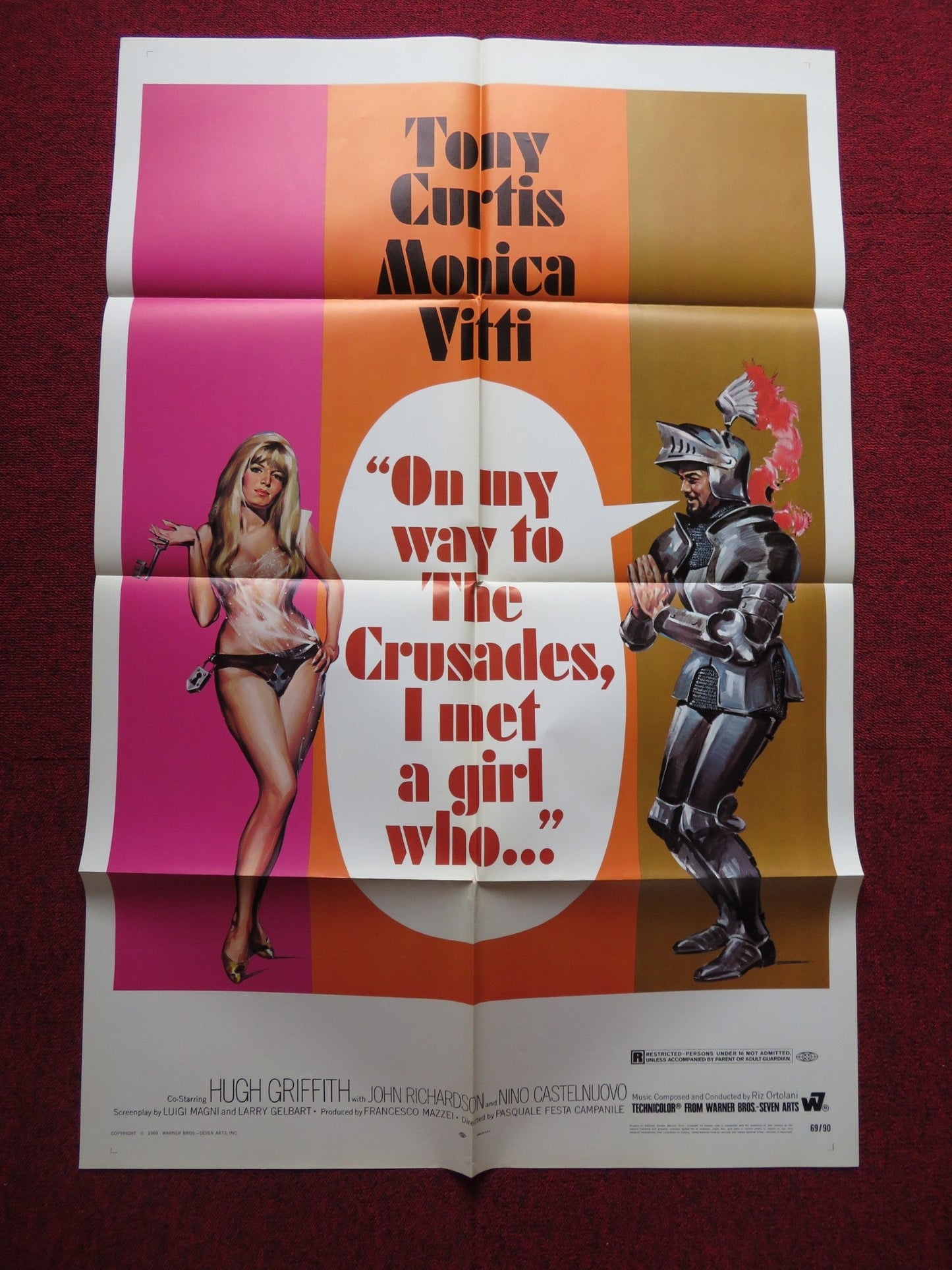 ON MY WAY TO THE CRUSADES, I MET A GIRL WHO... FOLDED US ONE SHEET POSTER 1969 Rendezvous Cinema Movie posters