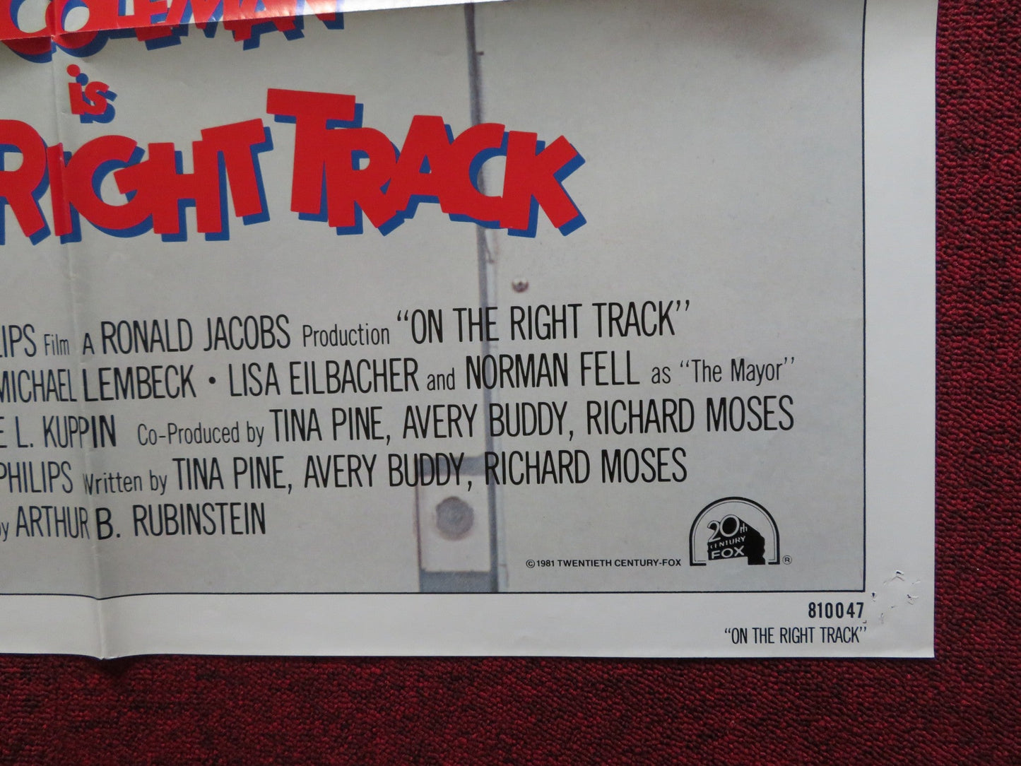 ON THE RIGHT TRACK FOLDED US ONE SHEET POSTER GARY COLEMAN 1981 Rendezvous Cinema Movie posters