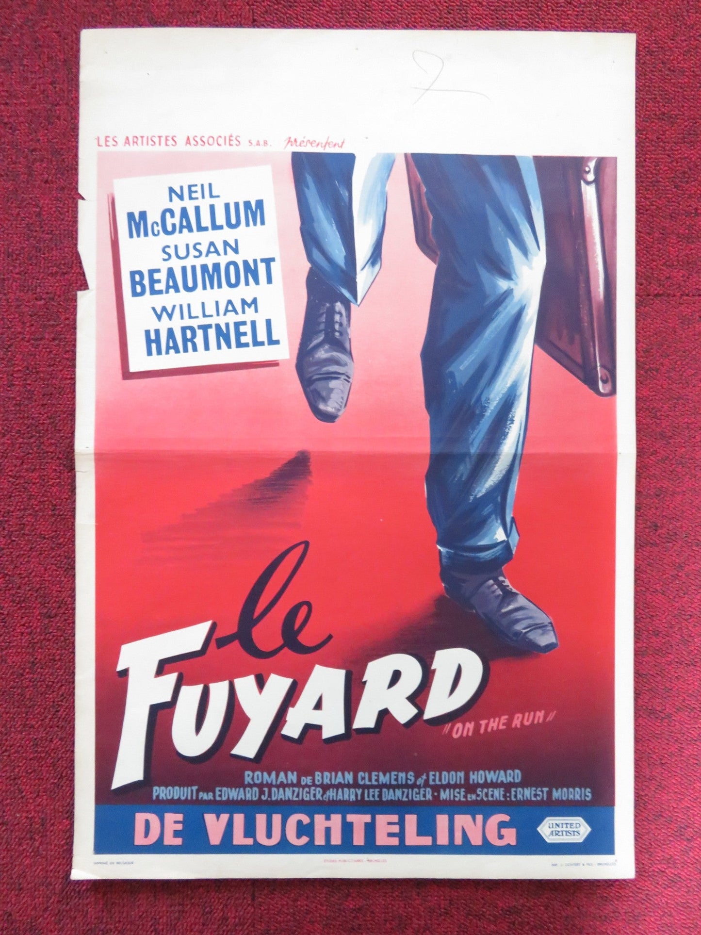 ON THE RUN BELGIUM POSTER NEIL MCCALLUM SUSAN BEAUMONT 1958 Rendezvous Cinema Movie posters