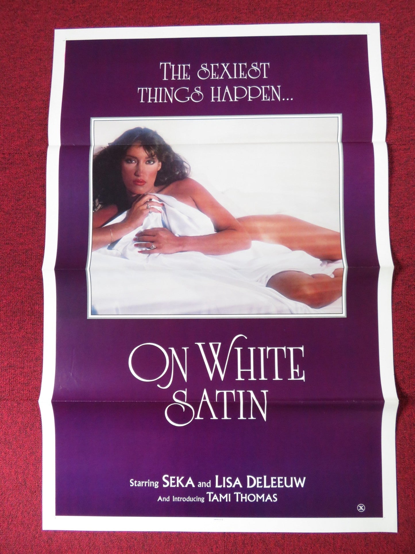 ON WHITE SATIN US TRI FOLDED ONE SHEET ROLLED POSTER SEKA LISA DE LEEUW 1980 Rendezvous Cinema Movie posters