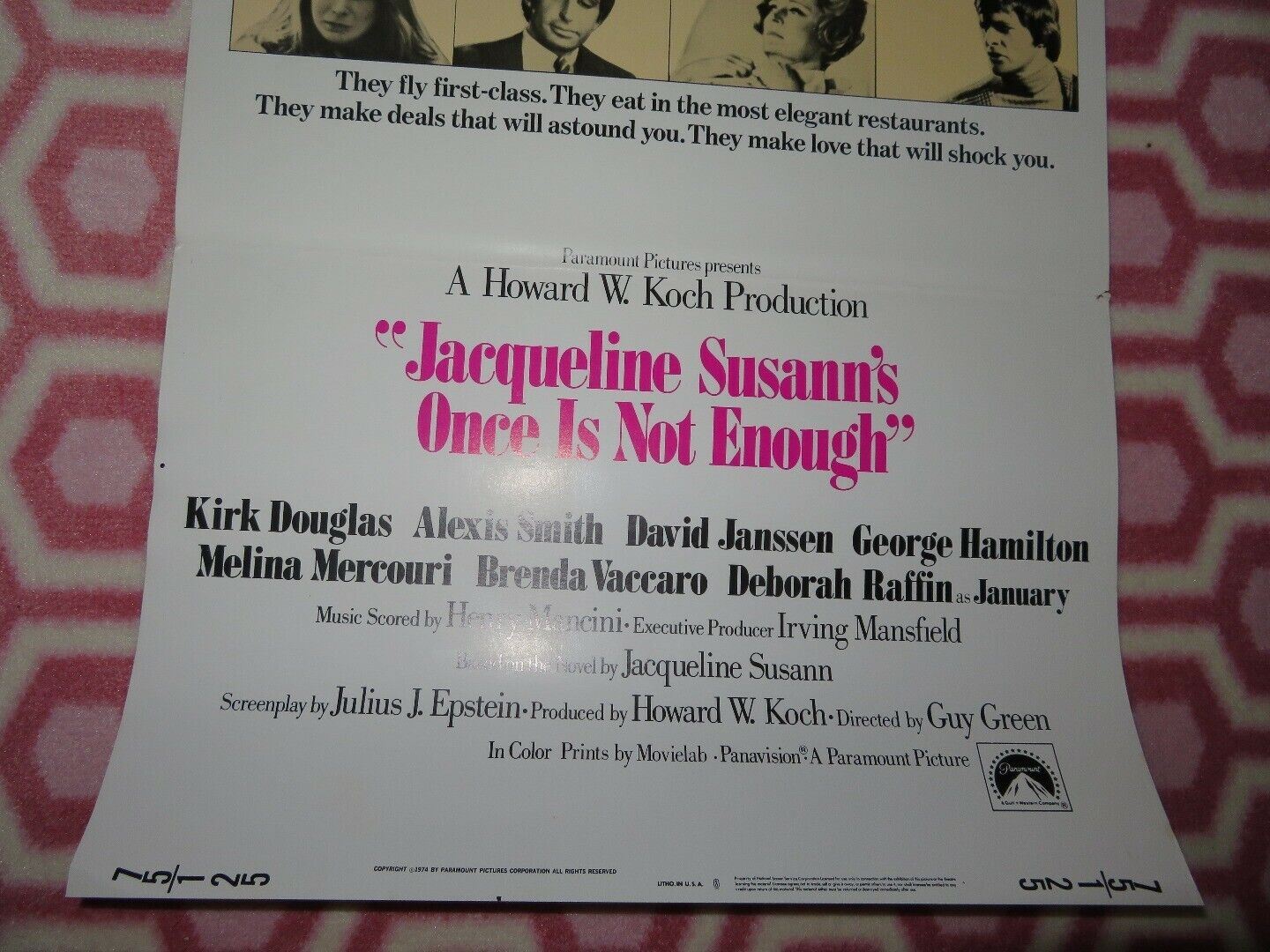 ONCE IS NOT ENOUGH US INSERT (14"x 36") POSTER KIRK DOUGLAS DAVID JANSSEN 1974 Movie posters