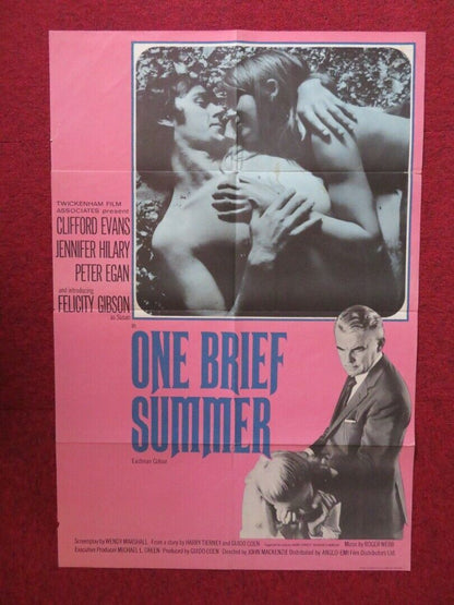 ONE BRIEF SUMMER FOLDED US ONE SHEET POSTER CLIFFORD EVANS 1971 Movie posters