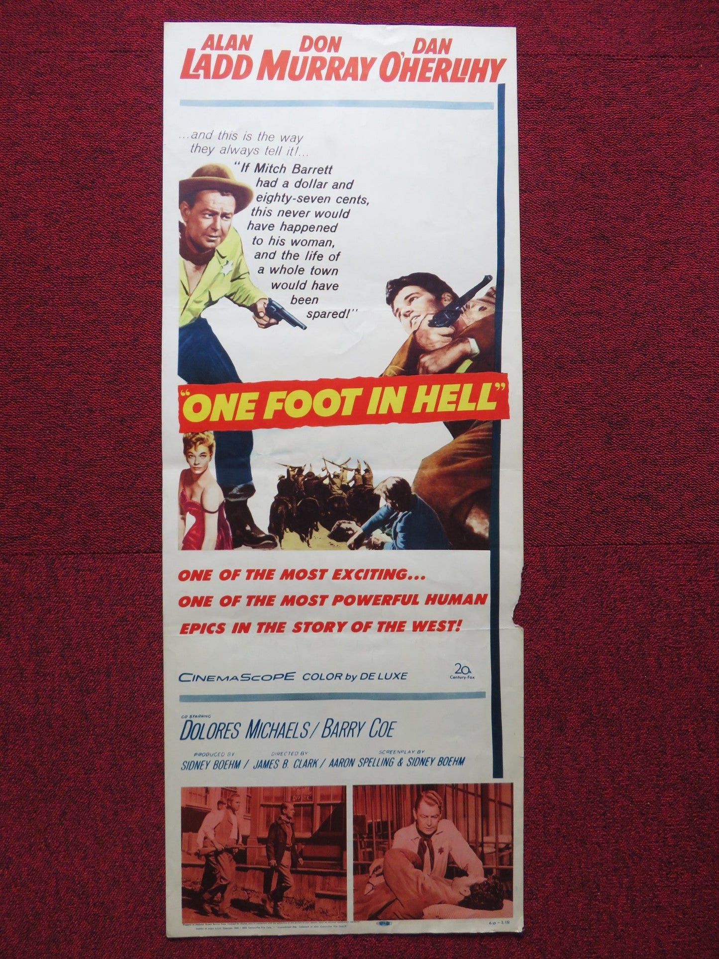 ONE FOOT IN HELL US INSERT (14"x 36") POSTER ALAN LADD DON MURRAY 1960 Rendezvous Cinema Movie posters