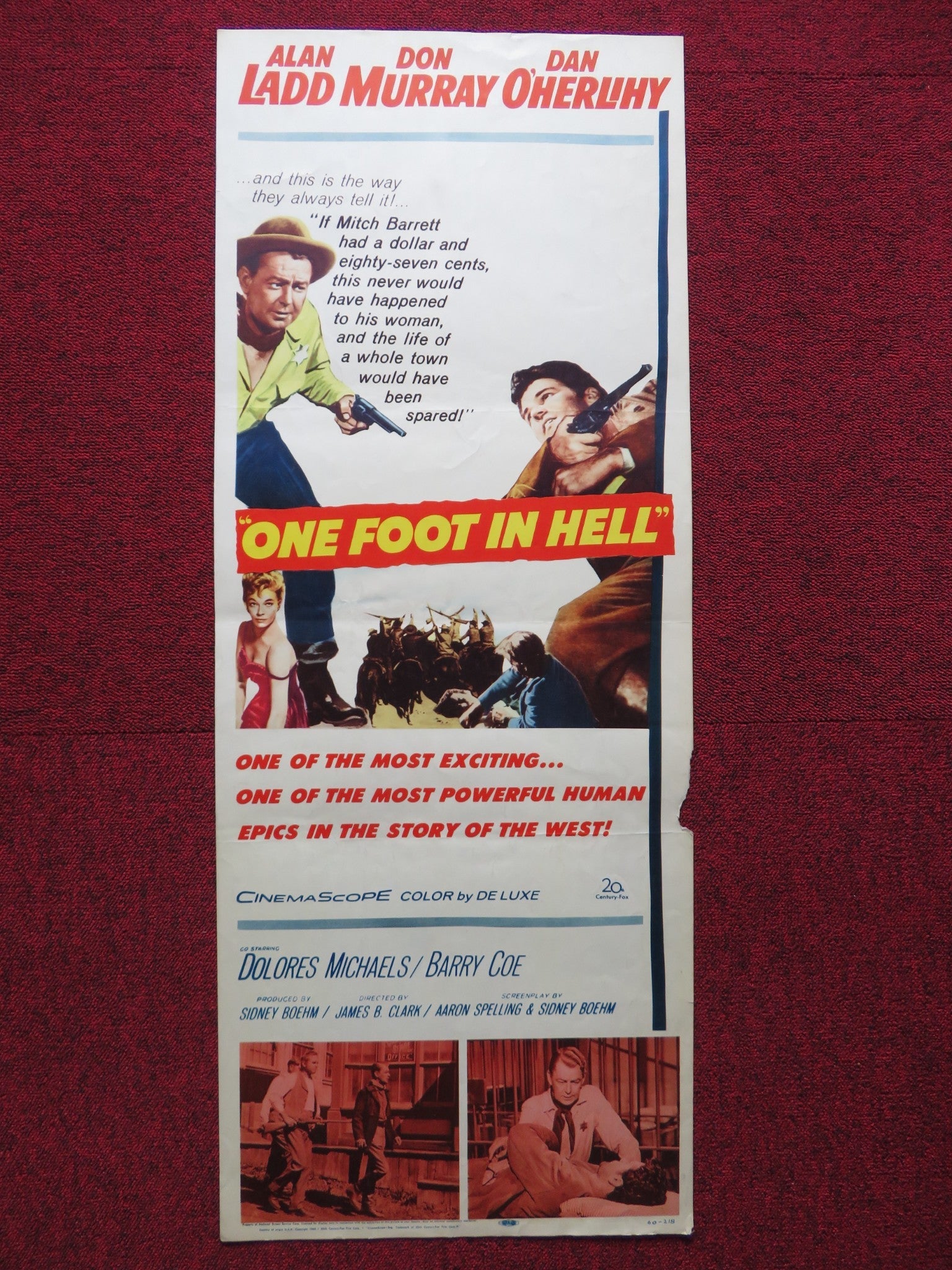 ONE FOOT IN HELL US INSERT (14"x 36") POSTER ALAN LADD DON MURRAY 1960 Rendezvous Cinema Movie posters