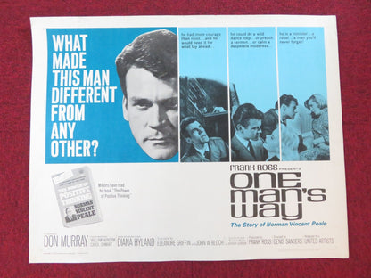 ONE MAN'S WAY US HALF SHEET (22"x 28") POSTER DON MURRAY DIANA HYLAND 1964 Rendezvous Cinema Movie posters