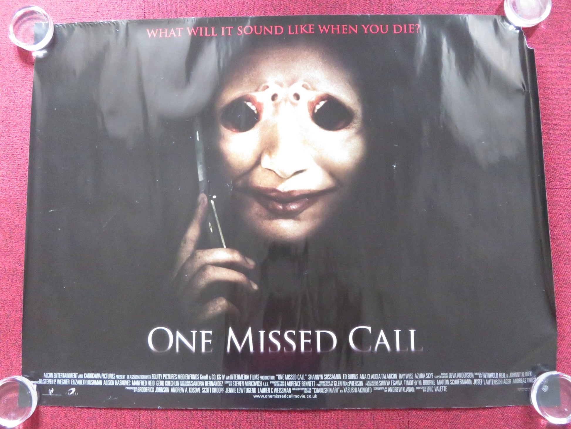 ONE MISSED CALL UK QUAD ROLLED POSTER SHANNYN SOSSAMON EDWARDS BURNS 2008 Rendezvous Cinema Movie posters