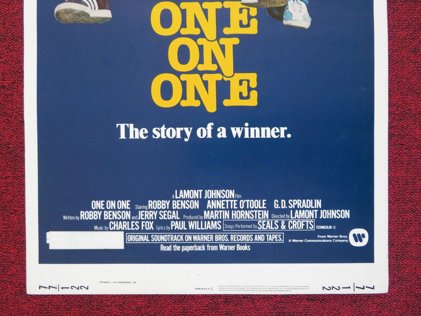 ONE ON ONE US INSERT (14"x 36") POSTER ROBBY BENSON ANNETTE O'TOOLE 1977 Rendezvous Cinema Movie posters