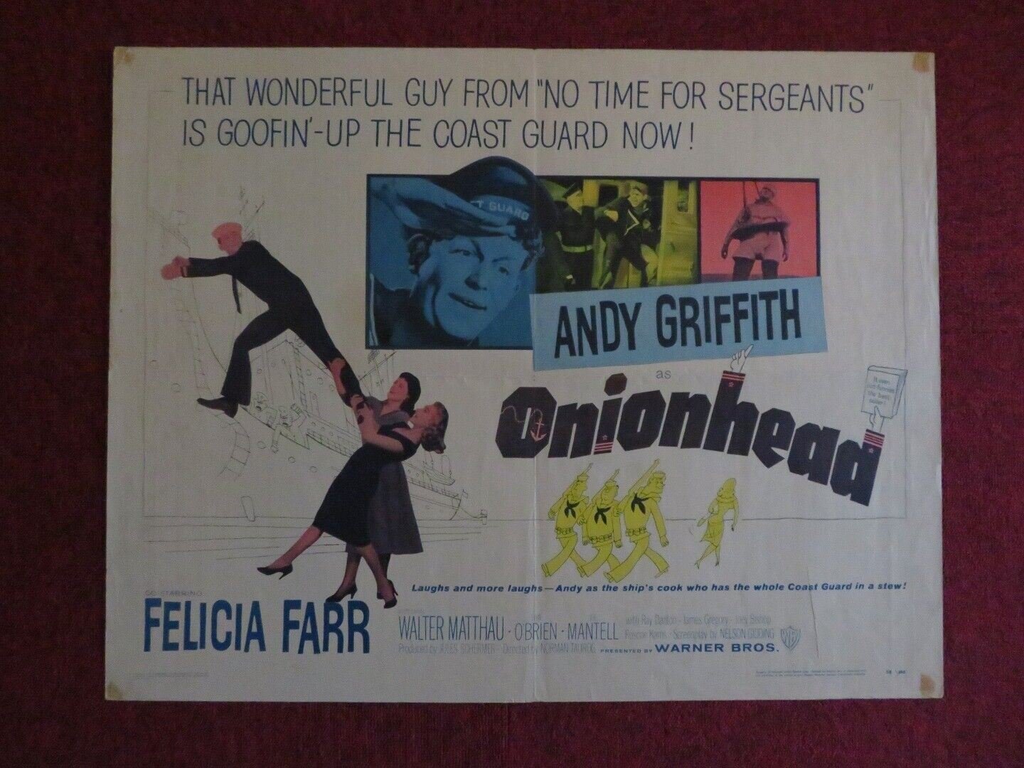 ONIONHEAD US HALF SHEET (22"x 28") POSTER ANDY GRIFFITH WALTER MATTHAU 1958 Movie posters