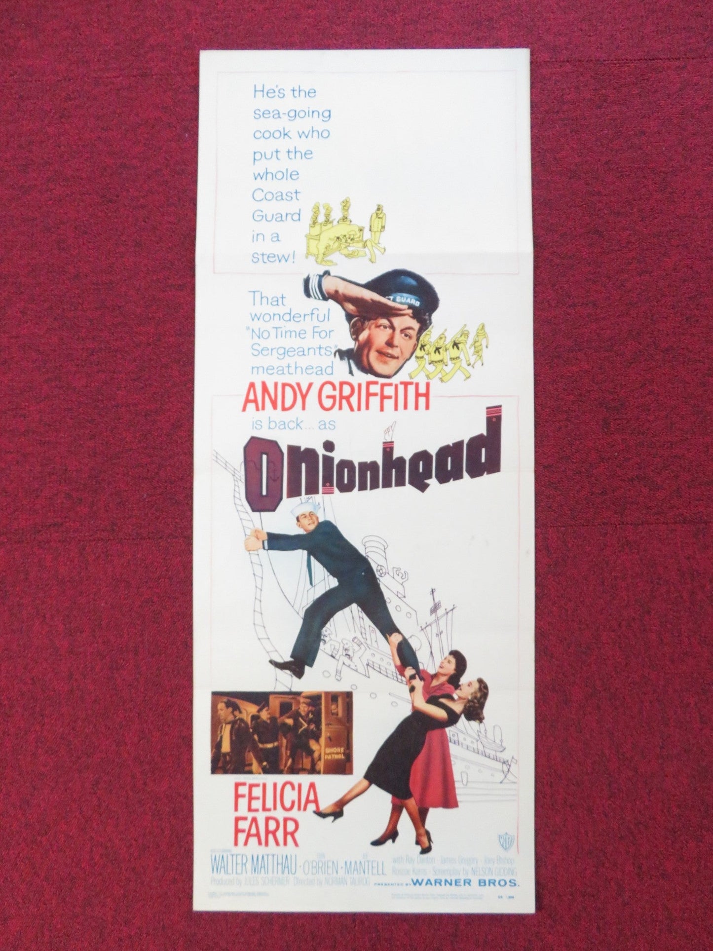 ONIONHEAD US INSERT (14"x 36") POSTER ANDY GRIFFITH WALTER MATTHAU 1958 Rendezvous Cinema Movie posters