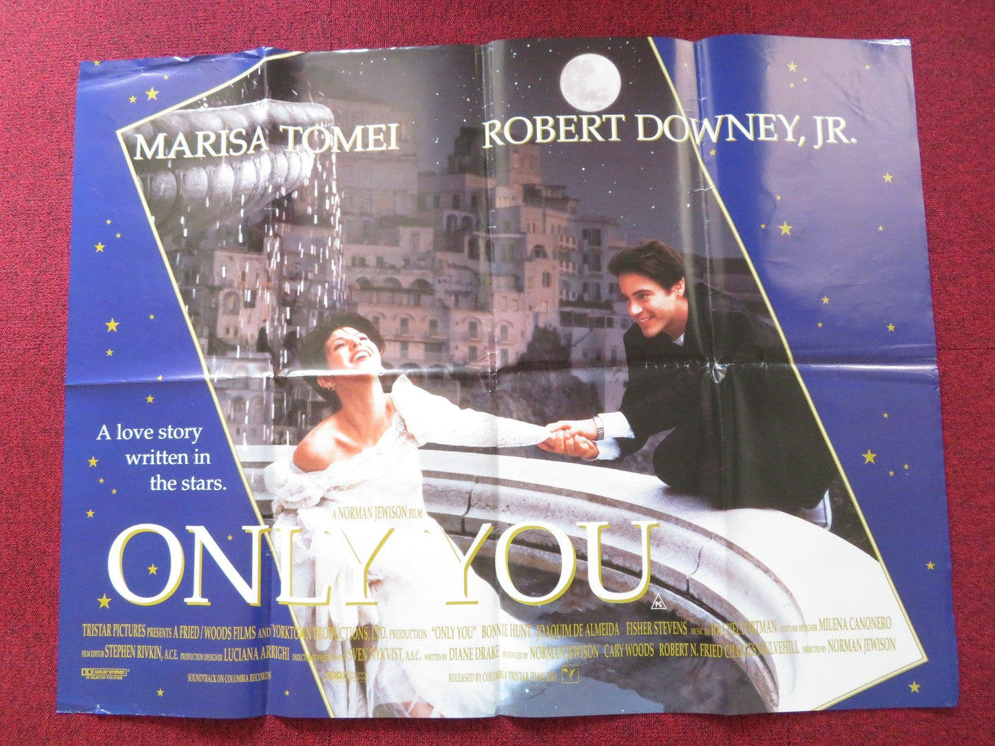 ONLY YOU UK QUAD POSTER FOLDED MARISA TOMEI ROBERT DOWNEY JR. 1994 Rendezvous Cinema Movie posters