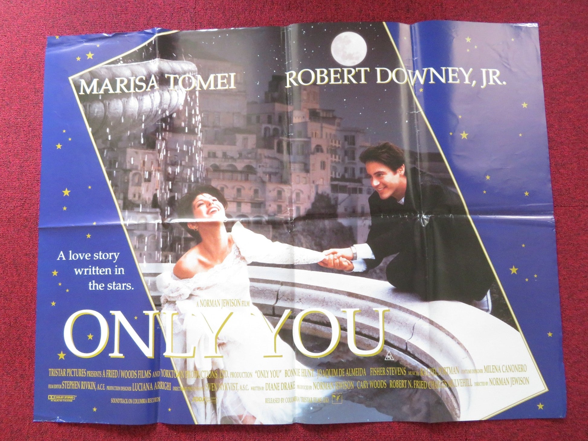 ONLY YOU UK QUAD POSTER FOLDED MARISA TOMEI ROBERT DOWNEY JR. 1994 Rendezvous Cinema Movie posters