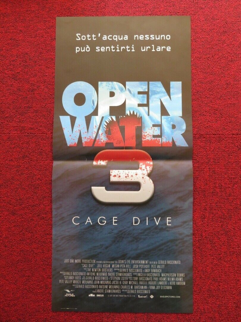 OPEN WATER 3 CAGE DIVE ITALIAN LOCANDINA (26.5"x12.5") POSTER JOEL HOGAN 2016 Movie posters