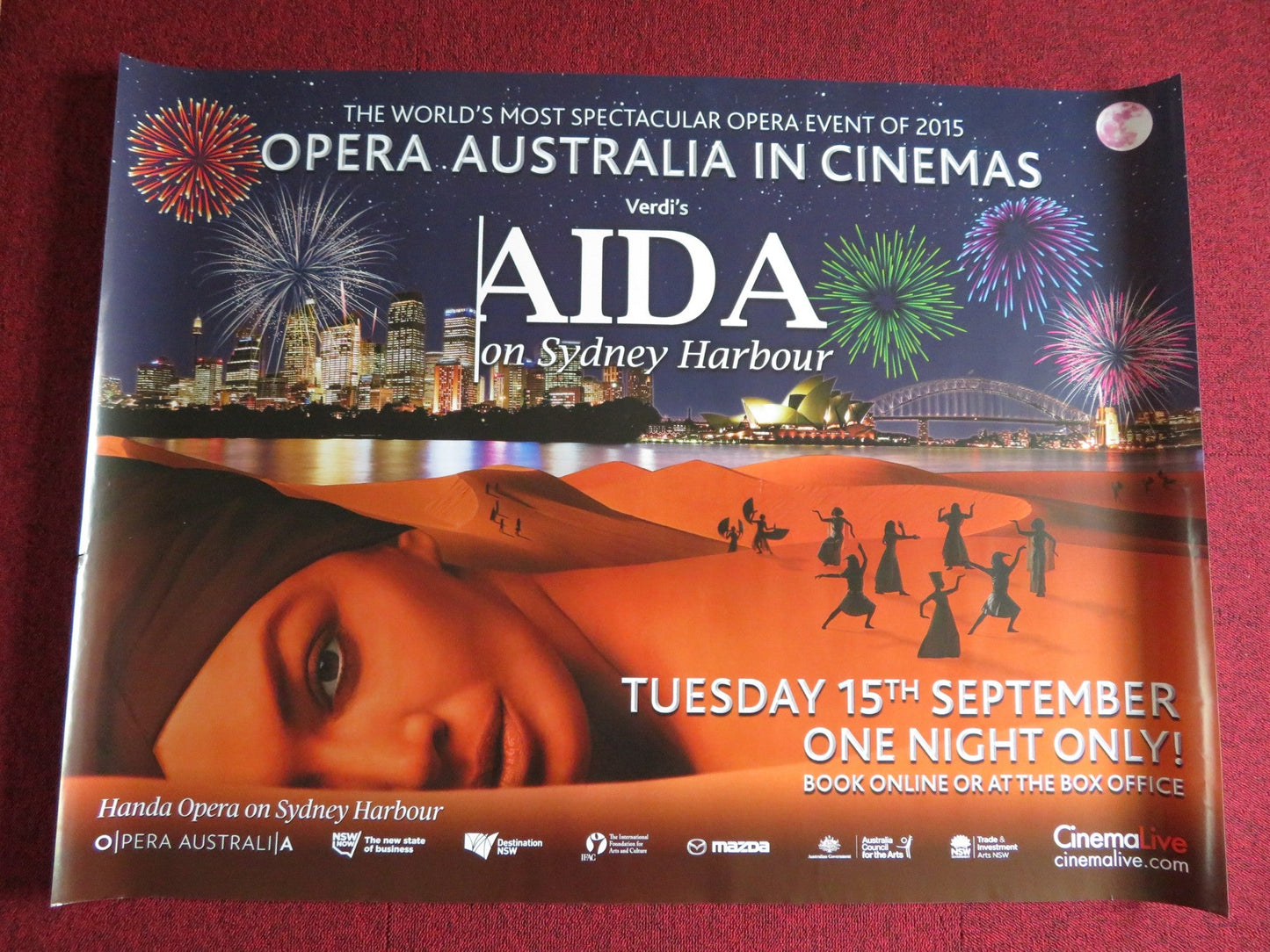 OPERA AUSTRALIA: AIDA UK QUAD (30"x 40") ROLLED POSTER BRIAN CASTLES - ONION 2015 Rendezvous Cinema Movie posters