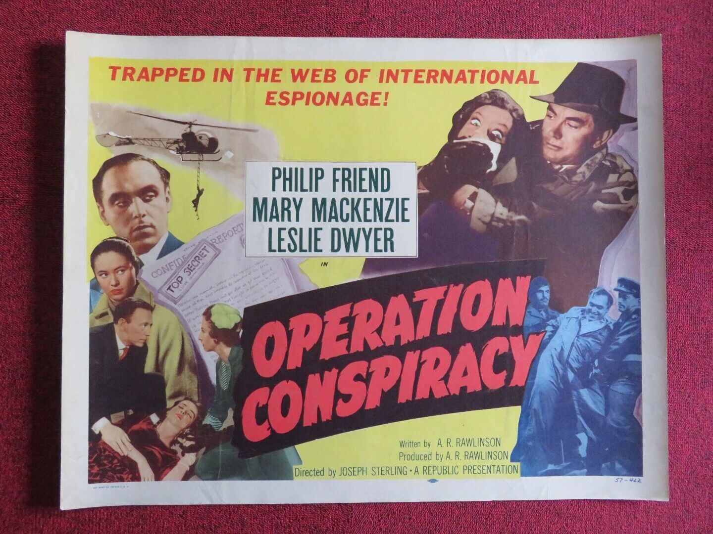OPERATION CONSPIRACY US HALF SHEET (22"x 28") POSTER PHILIP FRIEND 1957 Movie posters