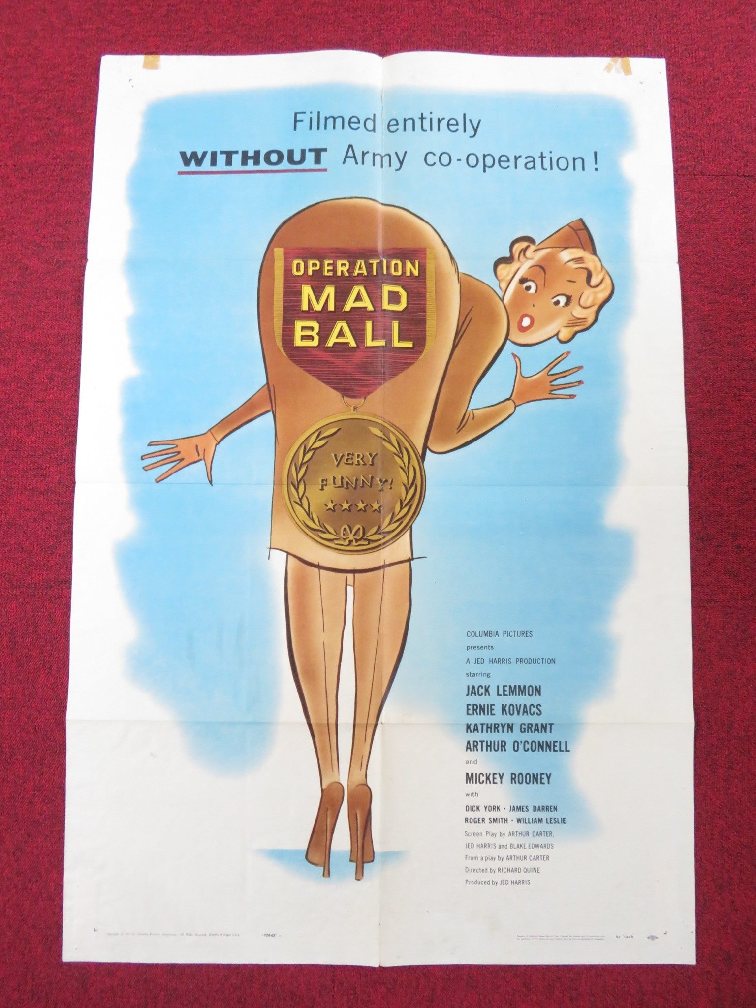OPERATION MAD BALL FOLDED US ONE SHEET POSTER JACK LEMMON ERNIE KOVACS 1957 Rendezvous Cinema Movie posters
