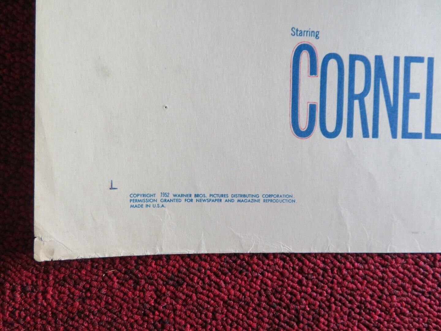 OPERATION SECRET US HALF SHEET (22"x 28") POSTER CORNEL WILDE 1952 Movie posters