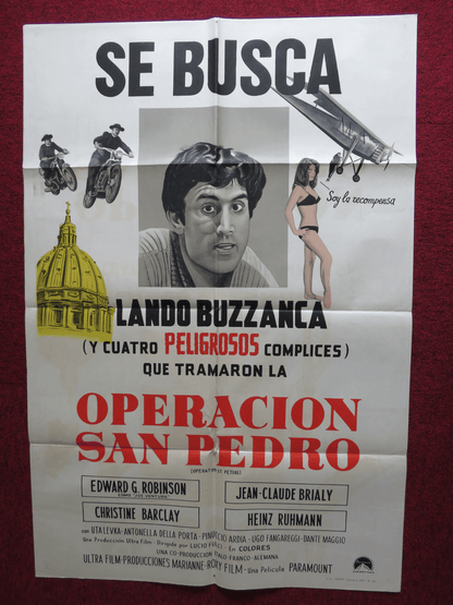 OPERATION ST. PETERS FOLDED ARGENTINA ONE SHEET POSTER LANDO BUZZANCA 1967 Rendezvous Cinema Movie posters