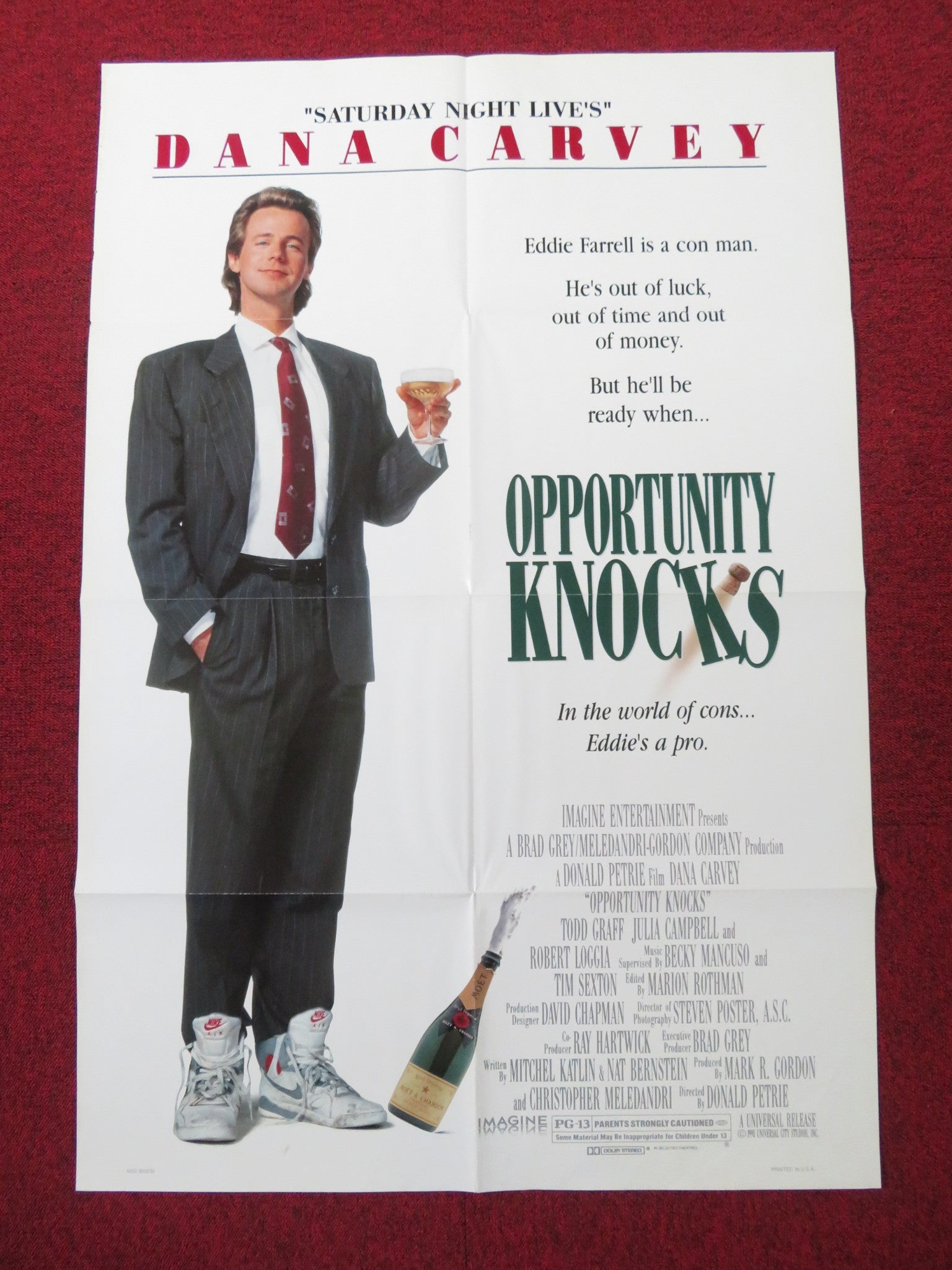 OPPORTUNITY KNOCKS FOLDED US ONE SHEET POSTER DANA CARVEY ROBERT LOGGIA 1990 Rendezvous Cinema Movie posters