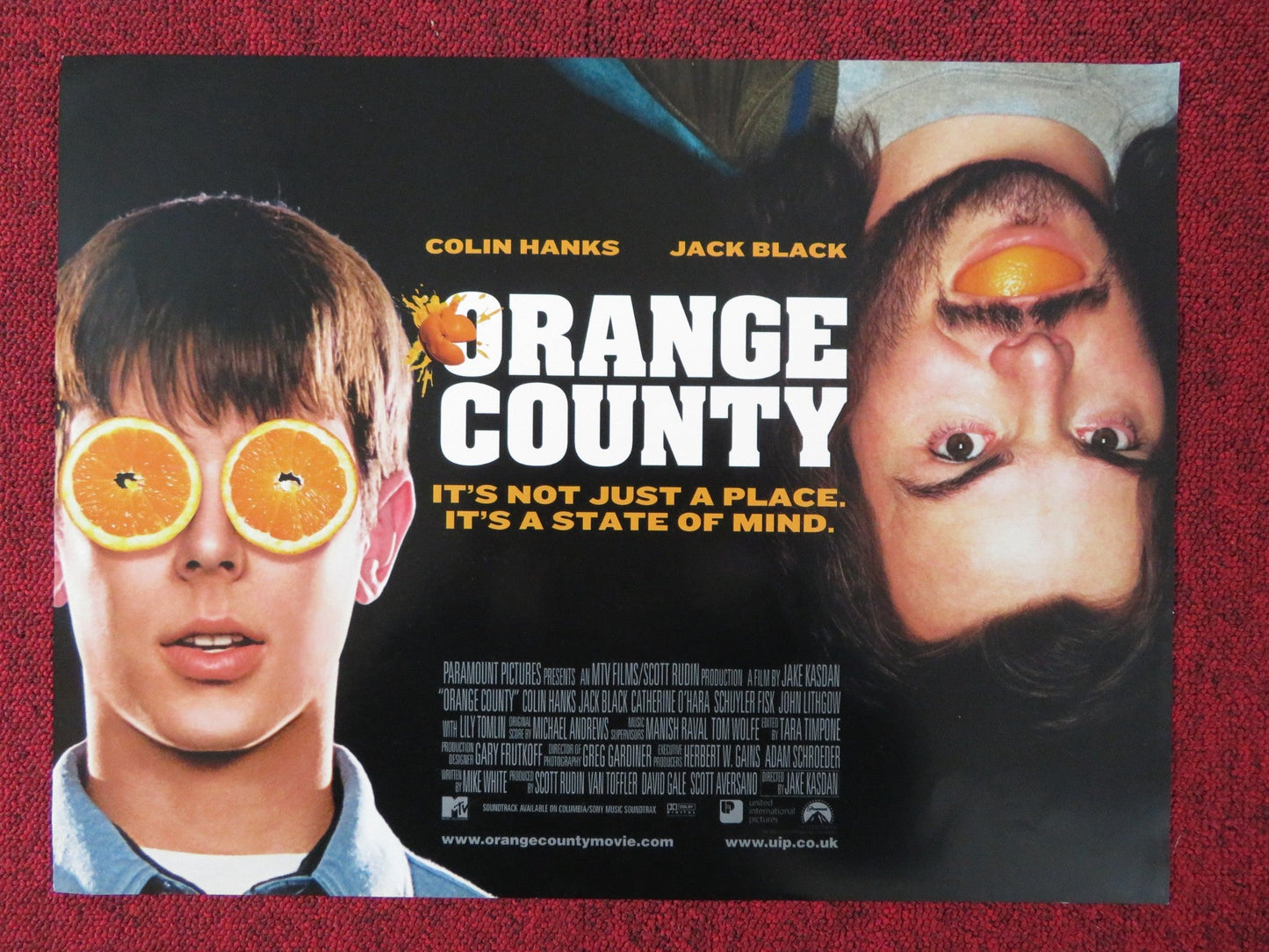 ORANGE COUNTY UK MINI QUAD POSTER COLIN HANKS JACK BLACK 2002 Rendezvous Cinema Movie posters