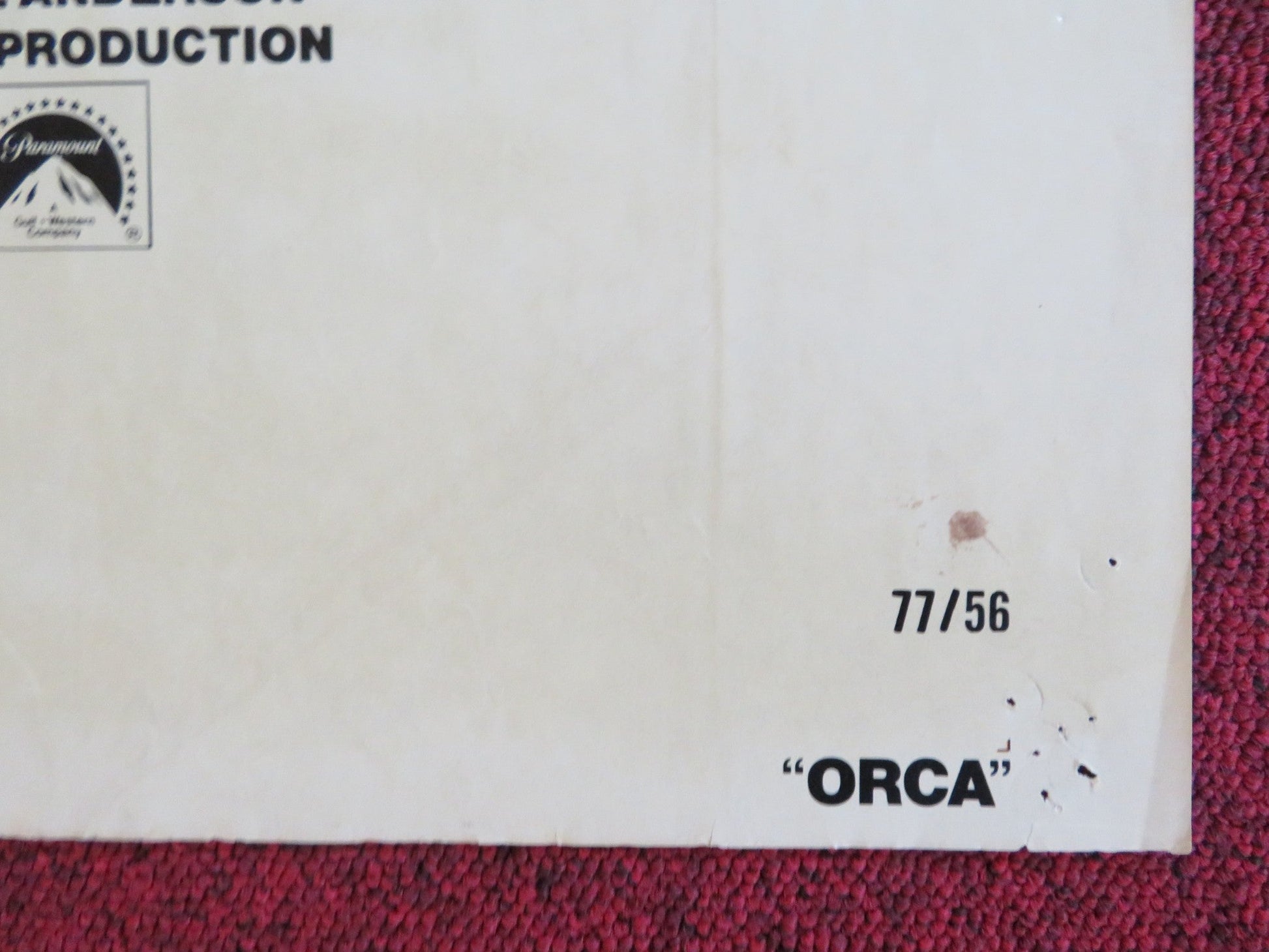 ORCA FOLDED US ONE SHEET POSTER RICHARD HARRIS CHARLOTTE RAMPLING 1977 Rendezvous Cinema Movie posters